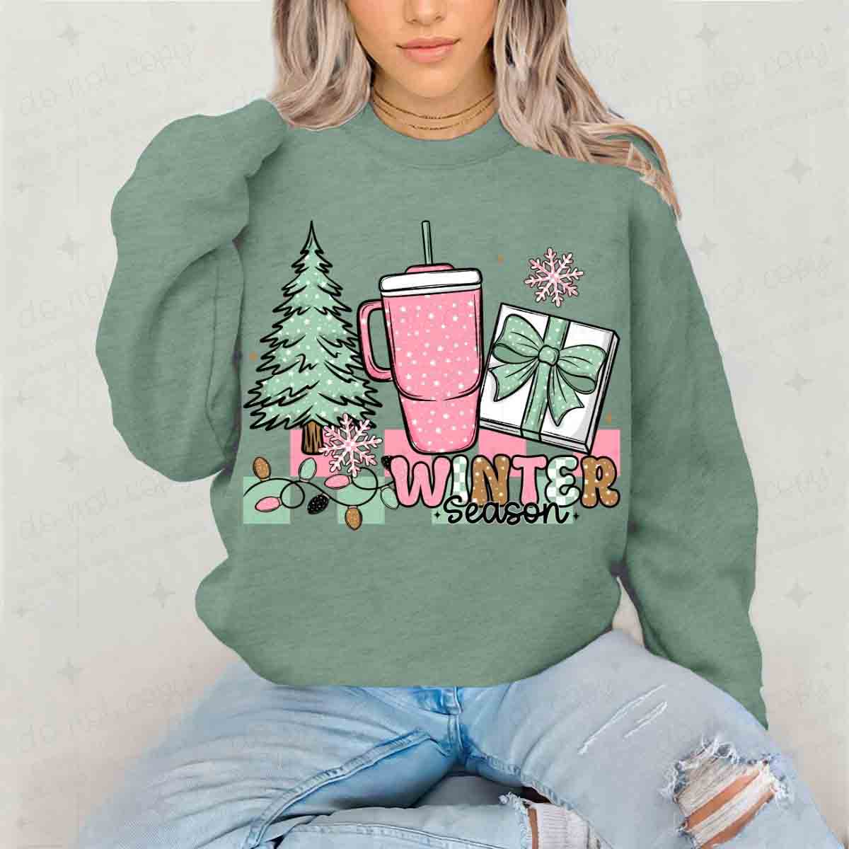 COQUETTE WINTER SEASON - PINK AND GREEN - DTF TRANSFER