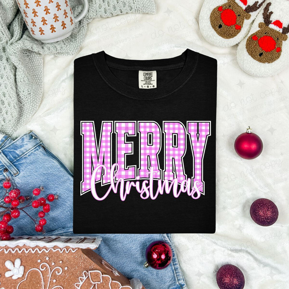 PURPLE CHECKERED MERRY CHRISTMAS - DTF TRANSFER