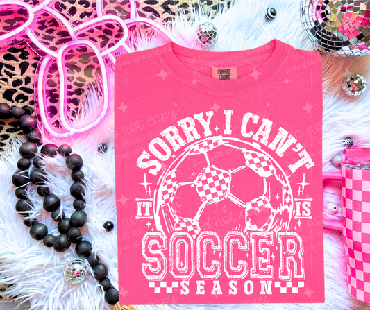 SORRY I CANT SOCCER SEASON WHITE - DTF TRANSFER