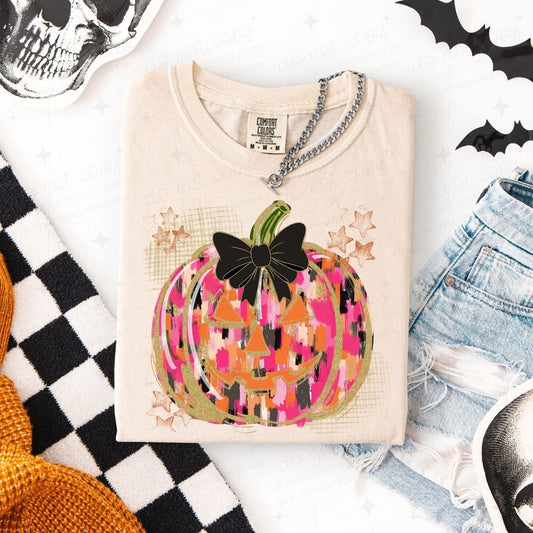 COQUETTE JACK O LANTERN - FAUX GLITTER - DTF TRANSFER