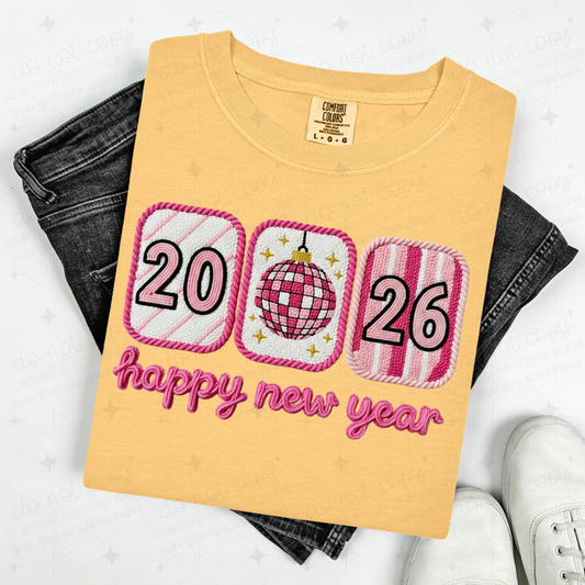2026 HAPPY NEW YEAR FRAMED - FAUX YARN - DTF TRANSFER