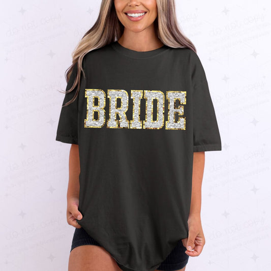 BRIDE - FAUX GLITTER/FAUX CHENILLE - DTF TRANSFER