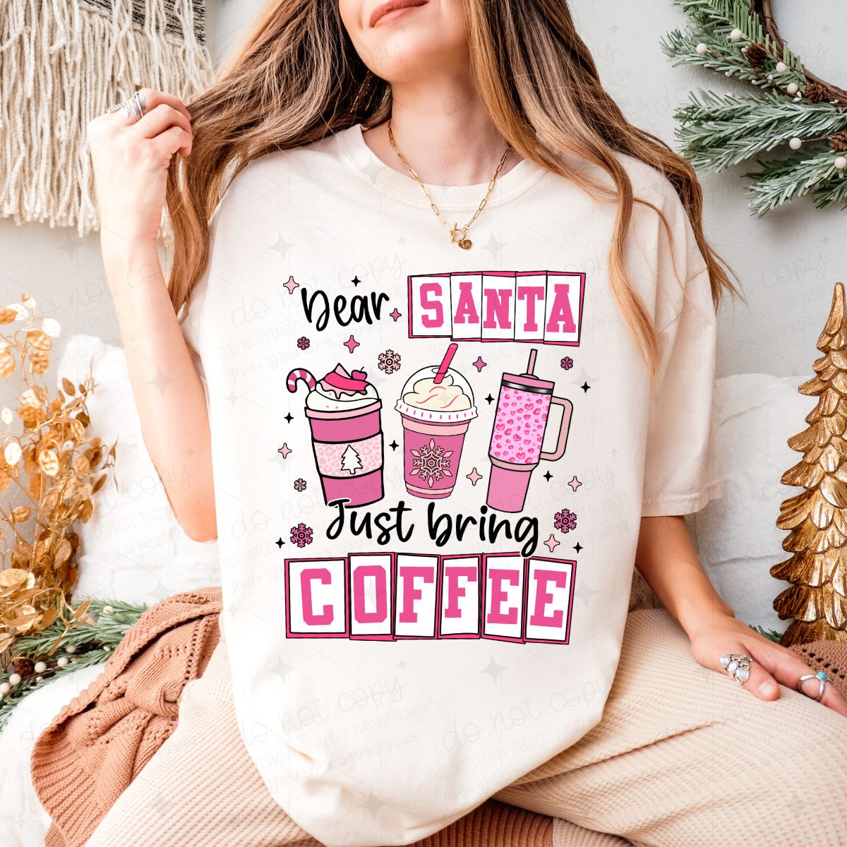 DEAR SANTA JUST BRING COFFEE - DTF TRANSFER