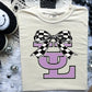 Custom Mascot Checkered Coquette Bow Completed TEE
