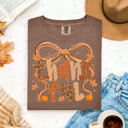 COQUETTE THANKFUL - FAUX GLITTER - DTF TRANSFER