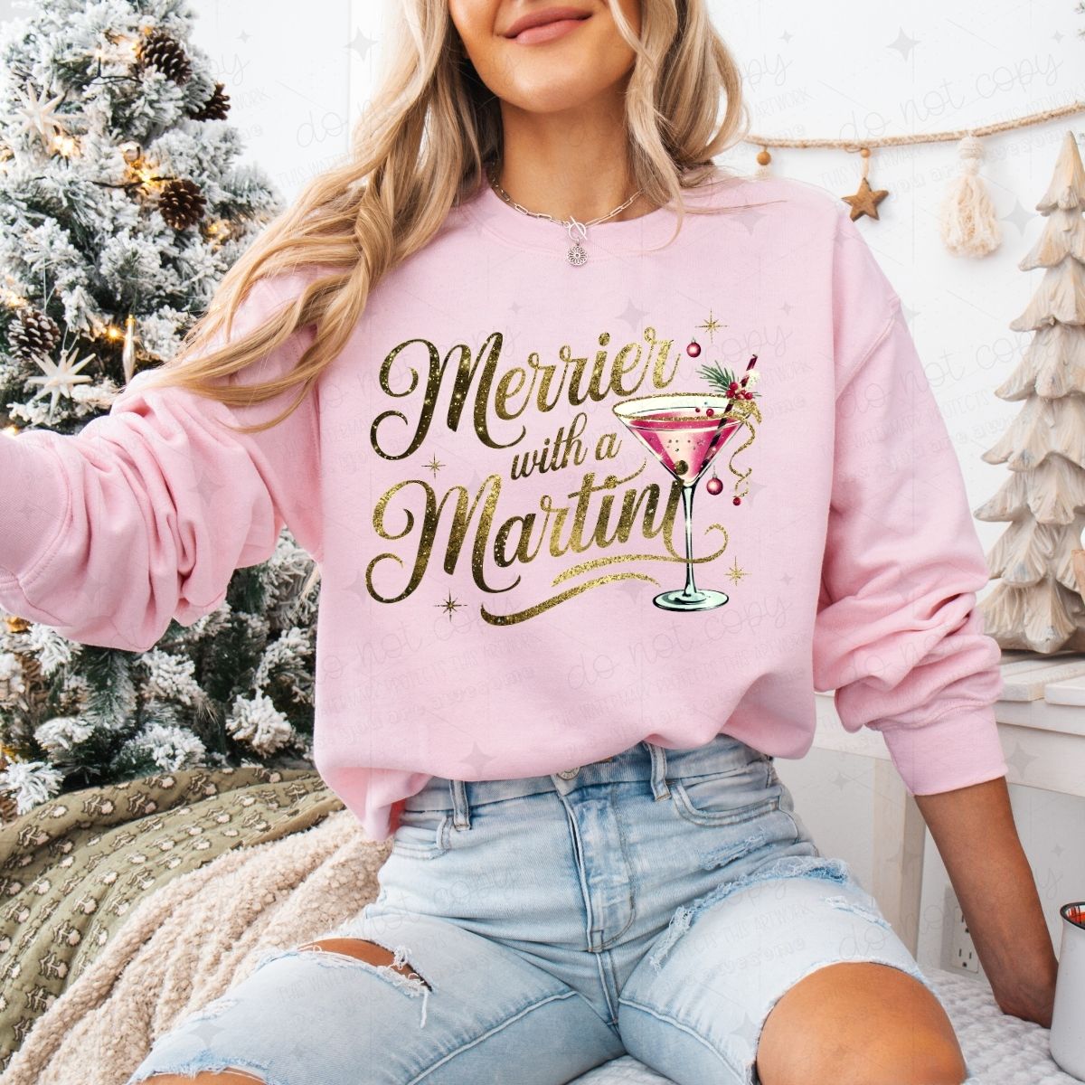 MERRIER WITH A MARTINI - FAUX SEQUIN - DTF TRANSFER