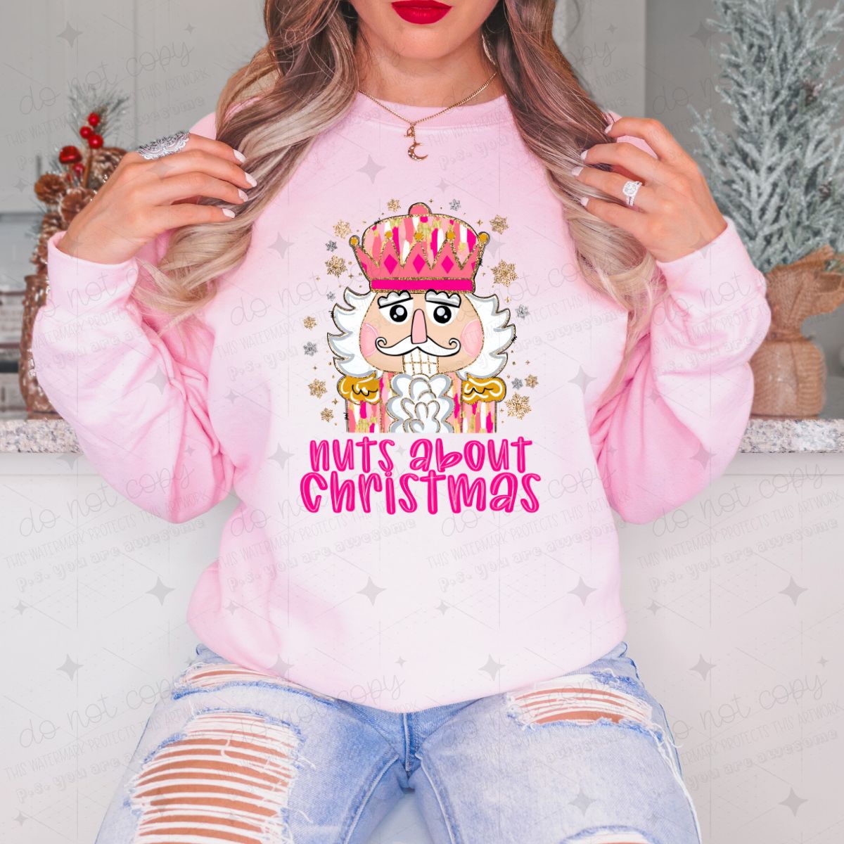 NUTS ABOUT CHRISTMAS - FAUX GLITTER - DTF TRANSFER