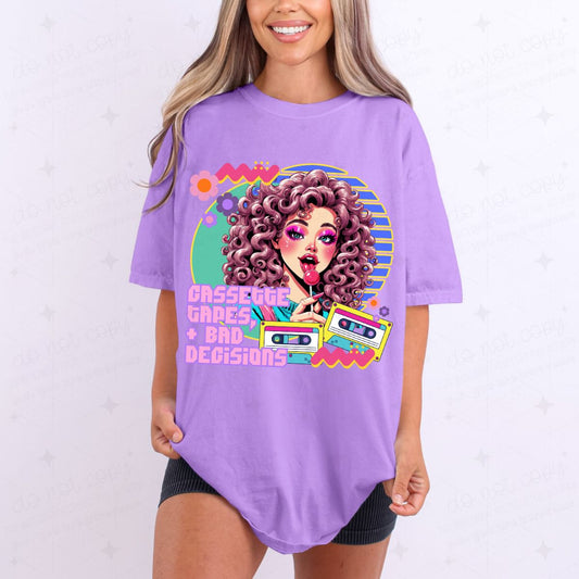 CASSETTE TAPES + BAD DECISIONS - DTF TRANSFER