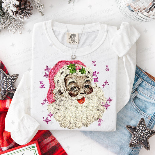 VINTAGE SANTA - FAUX SEQUIN - DTF TRANSFER