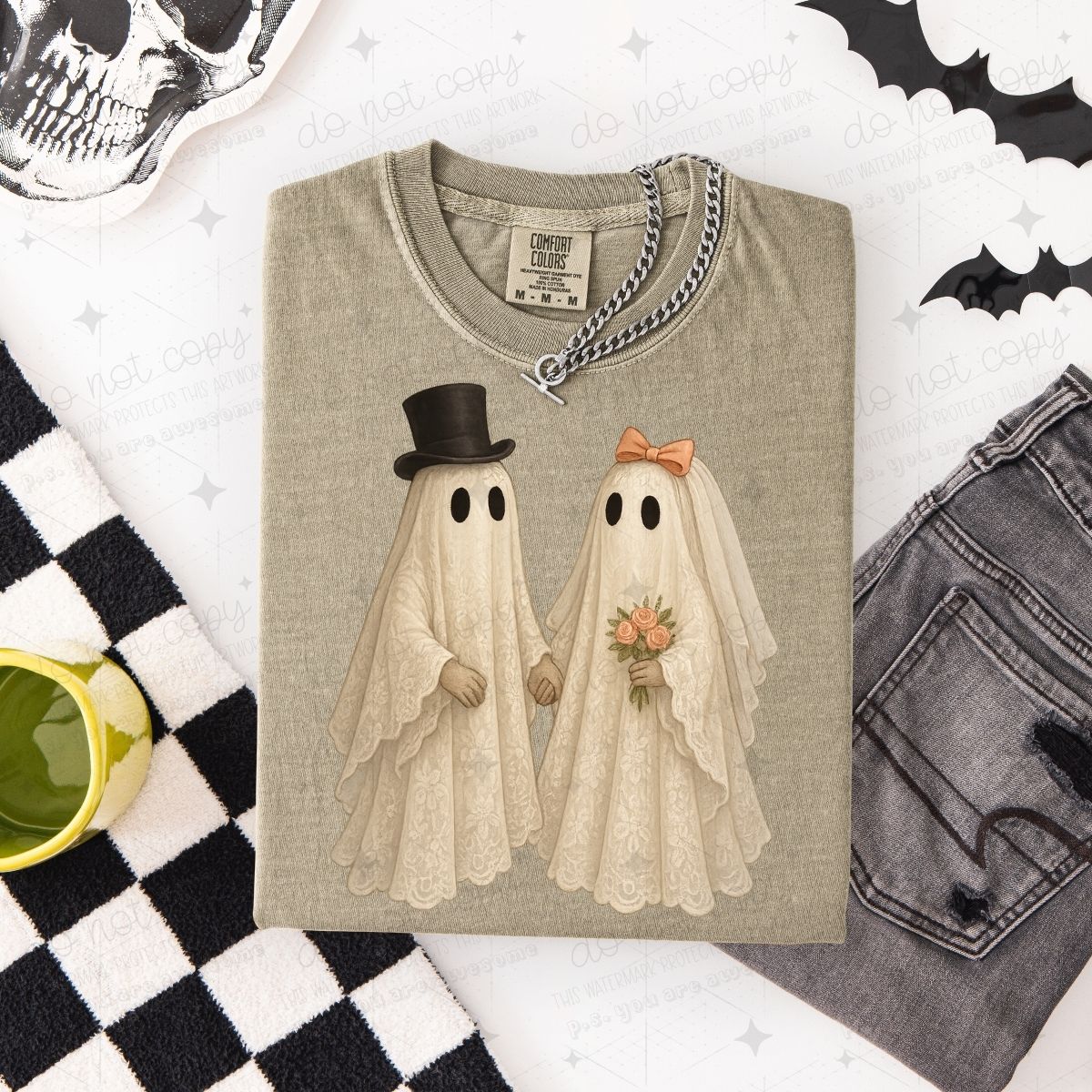 LACE GHOST COUPLE - FAUX LACE - DTF TRANSFER