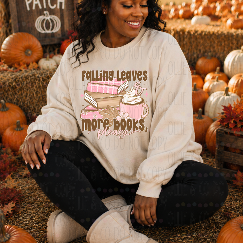 FALLING LEAVES MORE BOOKS PLEASE - DTF TRANSFER