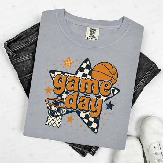 GAME DAY BASKETBALL CHECKERED STAR - DTF TRANSFER