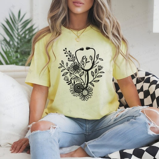FLORAL STETHOSCOPE - DTF TRANSFER