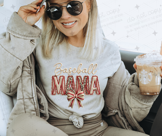BASEBALL MAMA - FAUX LEATHER - DTF TRANSFER