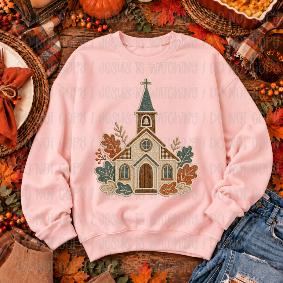 FALL CHURCH - FAUX EMBROIDERY - DTF TRANSFER