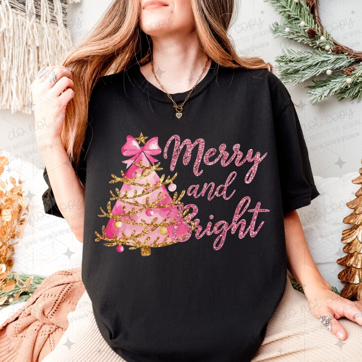 COQUETTE MERRY AND BRIGHT - FAUX SEQUIN - DTF TRANSFER