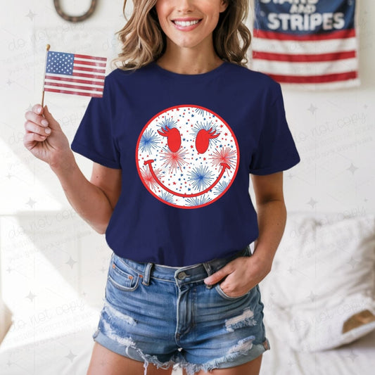 PATRIOTIC SMILEY FACE - DTF TRANSFER