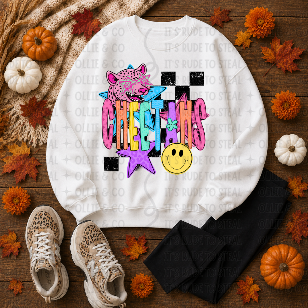 NEON CHECKERED MASCOT - DTF TRANSFER
