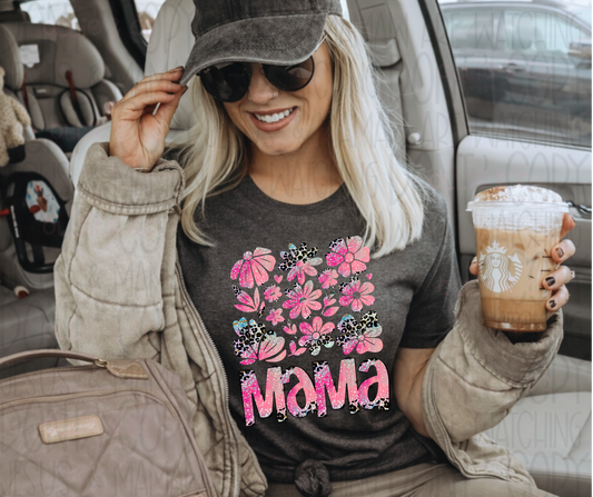 MAMA PINK FLORAL - DTF TRANSFER