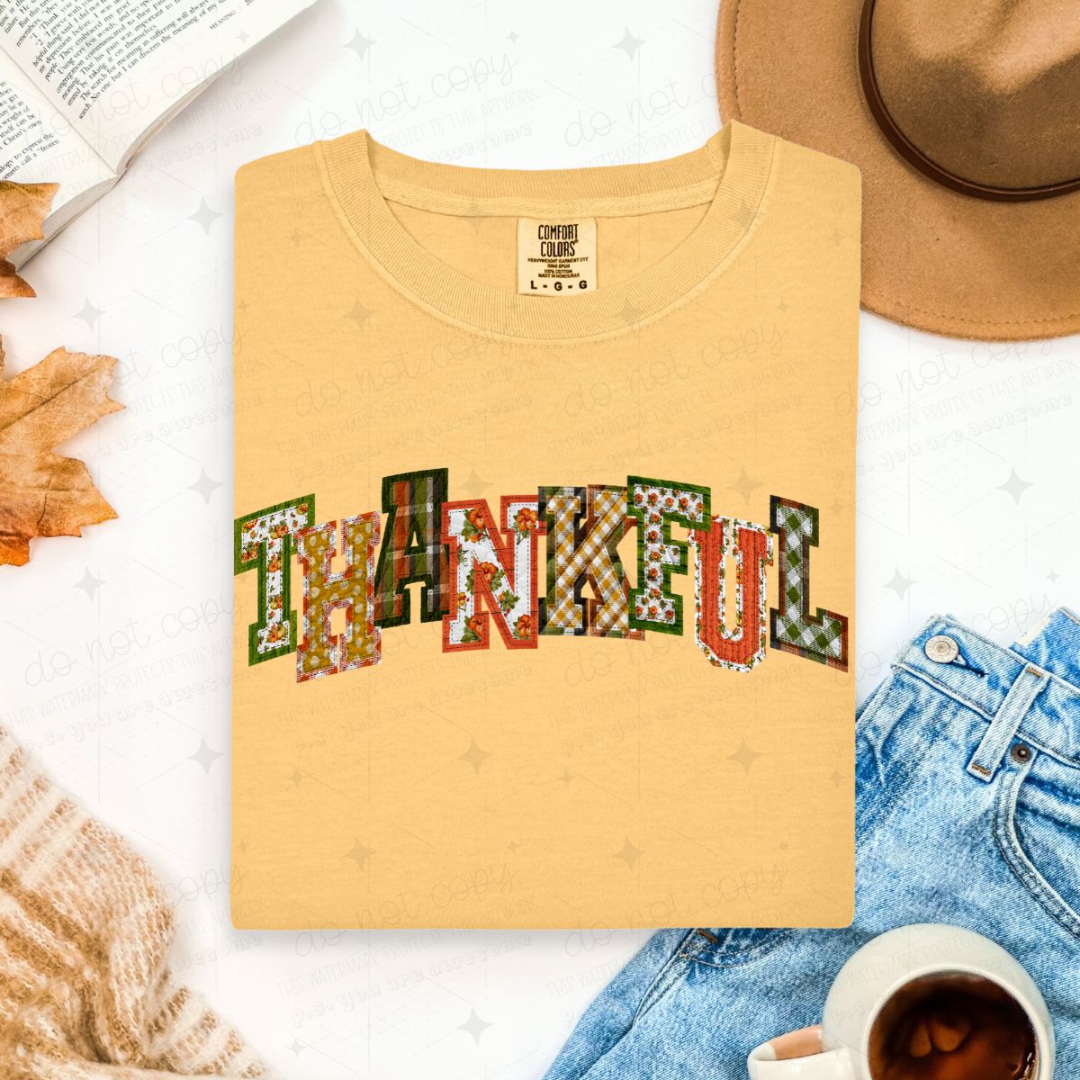 PATCHWORK THANKFUL - DTF TRANSFER