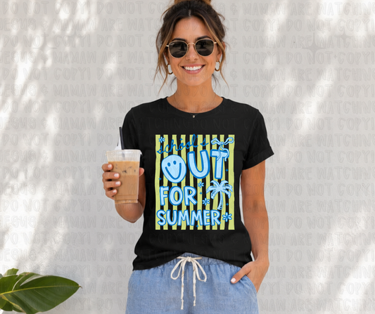 SCHOOL'S OUT FOR SUMMER SMILEY YELLOW & BLUE - DTF TRANSFER