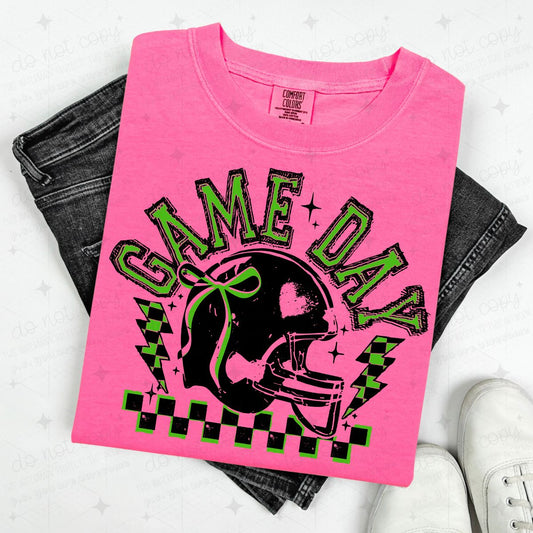 COQUETTE GAME DAY - BLACK OUTLINE/GREEN - DTF TRANSFER