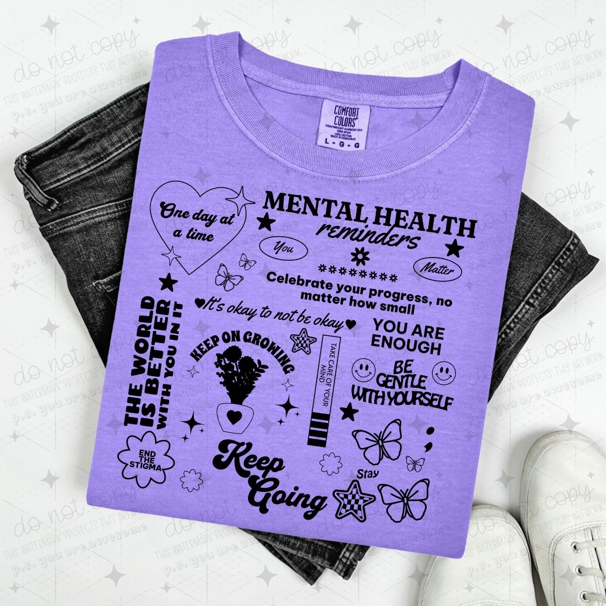 MENTAL HEALTH REMINDERS DOODLE - DTF TRANSFER