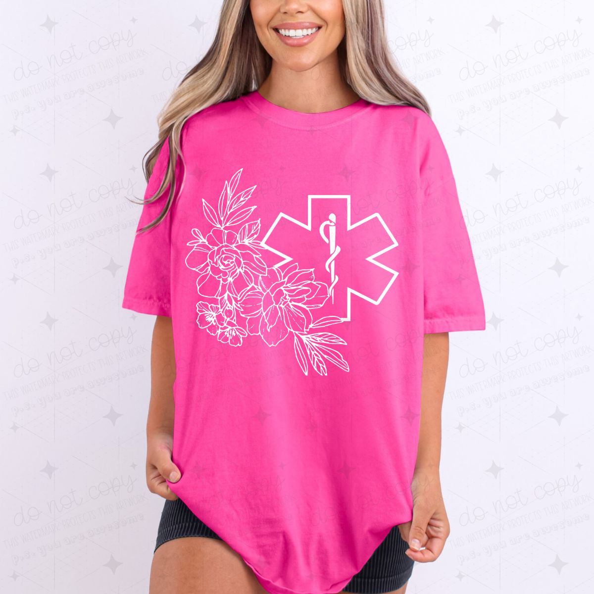 FLORAL STAR OF LIFE - DTF TRANSFER