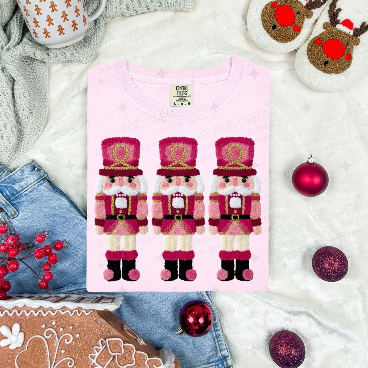 RED AND PINK NUTCRACKER TRIO - FAUX YARN - DTF TRANSFER