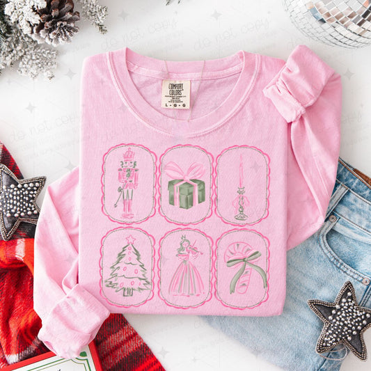 COQUETTE PINK CHRISTMAS FRAMES - DTF TRANSFER