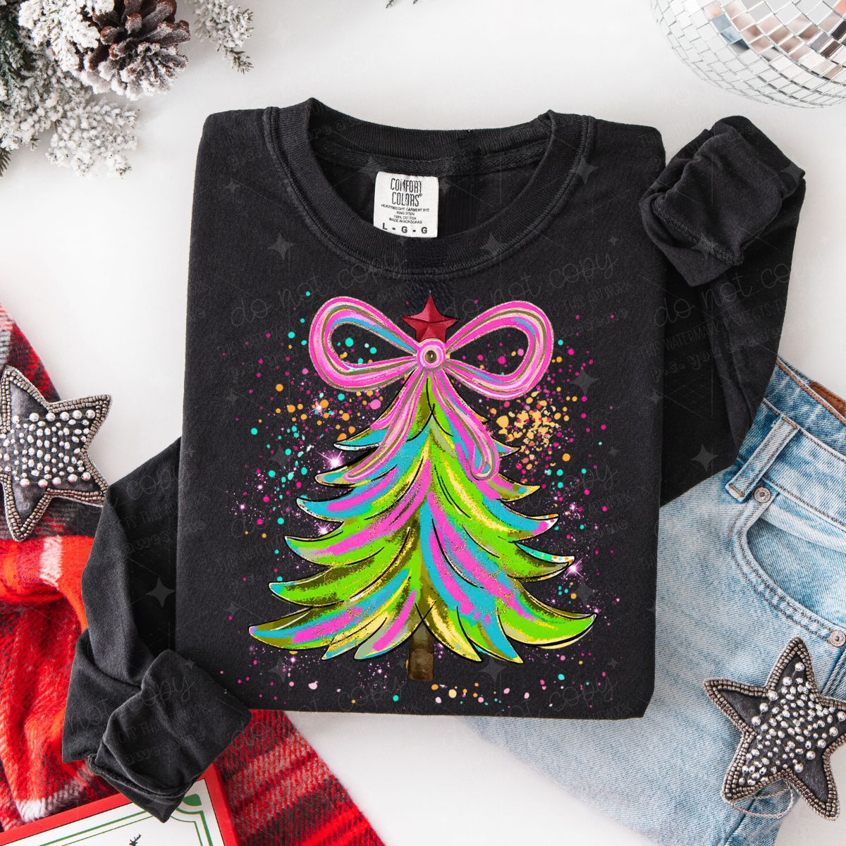 COQUETTE PAINT SPLATTER CHRISTMAS TREE - DTF TRANSFER