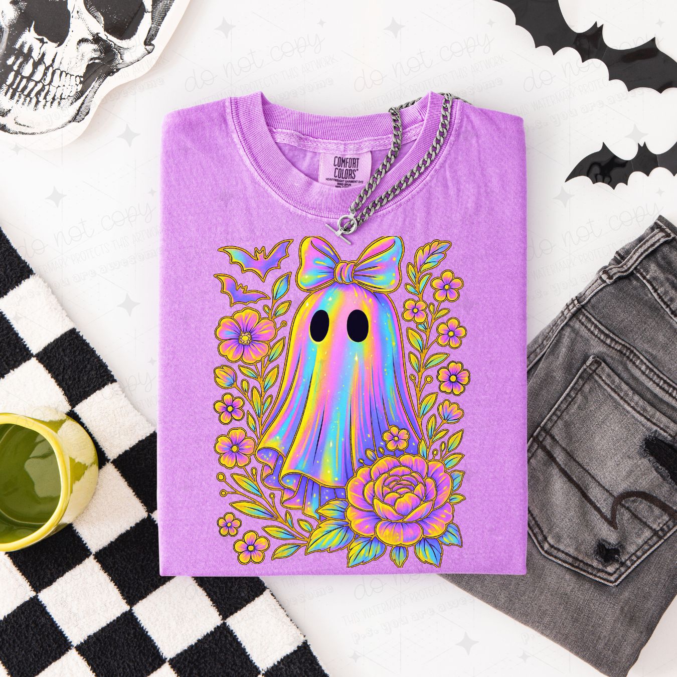 COQUETTE FLORAL IRIDESCENT GHOST - DTF TRANSFER