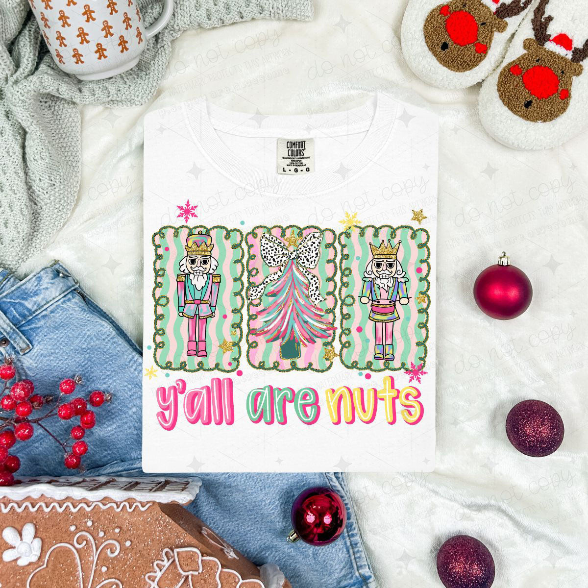 COQUETTE Y'ALL ARE NUTS CHRISTMAS TREE AND NUTCRACKERS - DTF TRANSFER