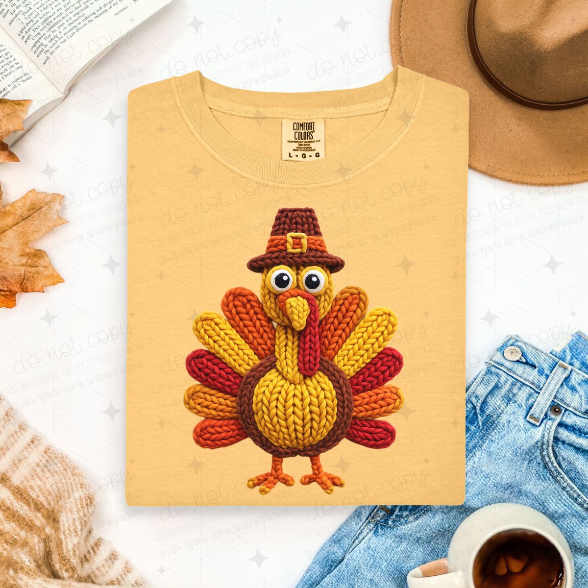 THANKSGIVING TURKEY - FAUX YARN - DTF TRANSFER