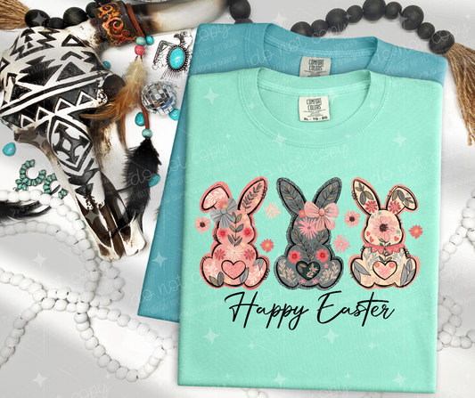 HAPPY EASTER BUNNY TRIO - DTF TRANSFER