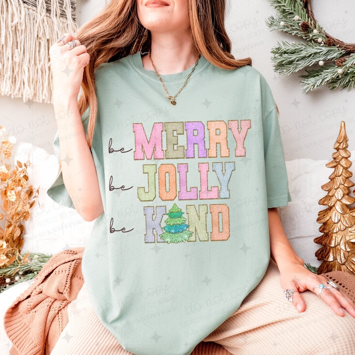 MERRY JOLLY KIND - FAUX CHENILLE+FAUX SEQUIN - DTF TRANSFER