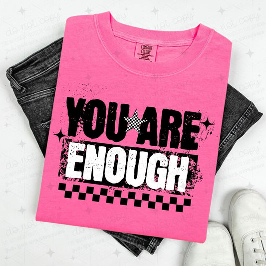YOU ARE ENOUGH - GRUNGE AND CHECKERED STAR - DTF TRANSFER