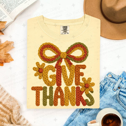 COQUETTE GIVE THANKS - FAUX YARN - DTF TRANSFER