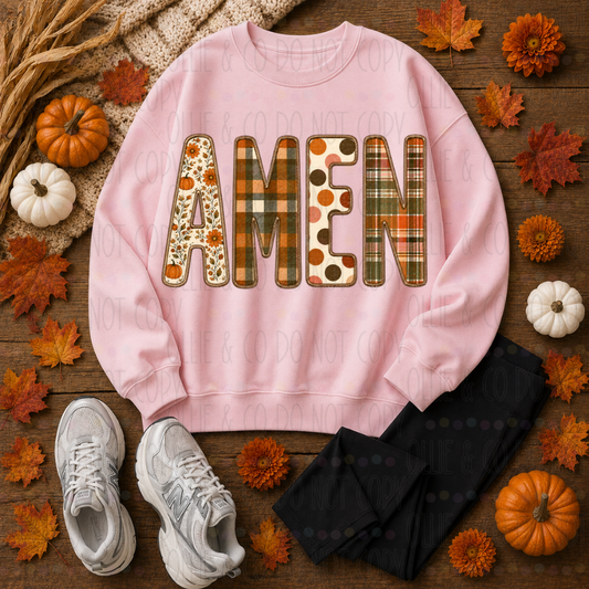 AMEN - FAUX EMBROIDERY - DTF TRANSFER
