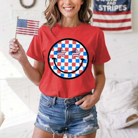 PATRIOTIC SMILEY FACE - DTF TRANSFER