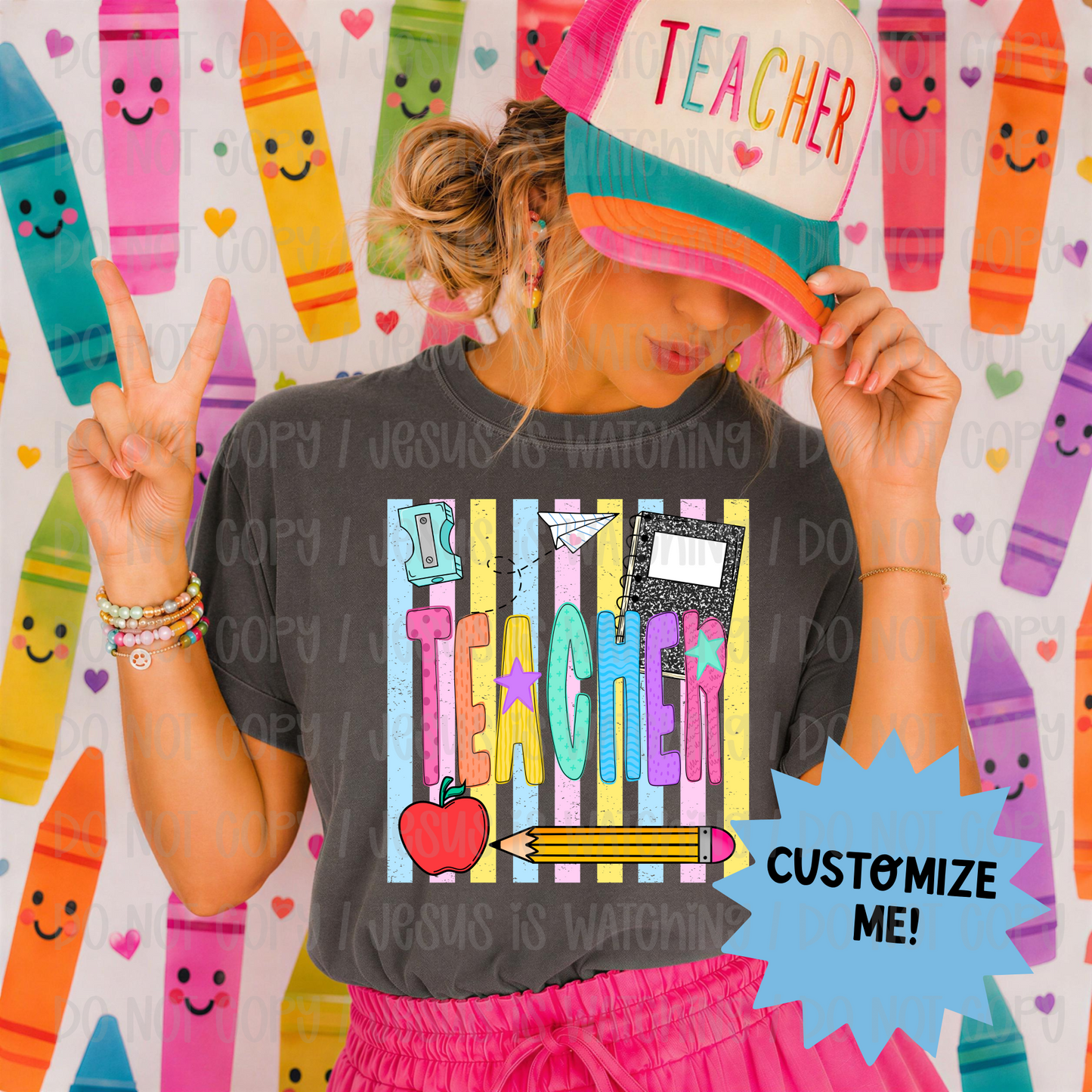 BACK TO SCHOOL STRIPED OCCUPATION - CUSTOM TRANSFER