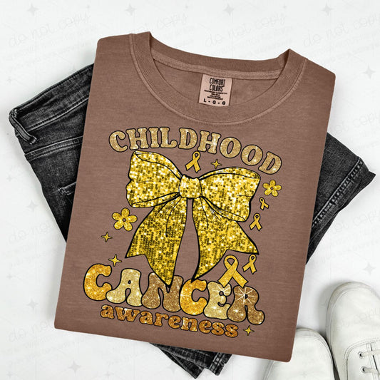 COQUETTE CHILDHOOD CANCER AWARENESS - FAUX SEQUIN & GLITTER - DTF TRANSFER