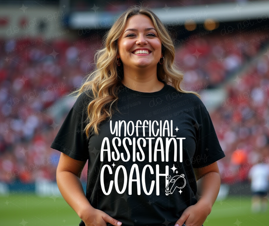 UNOFFICIAL ASSISTANT COACH WHITE- EXCLUSIVE DESIGN- DTF TRANSFER