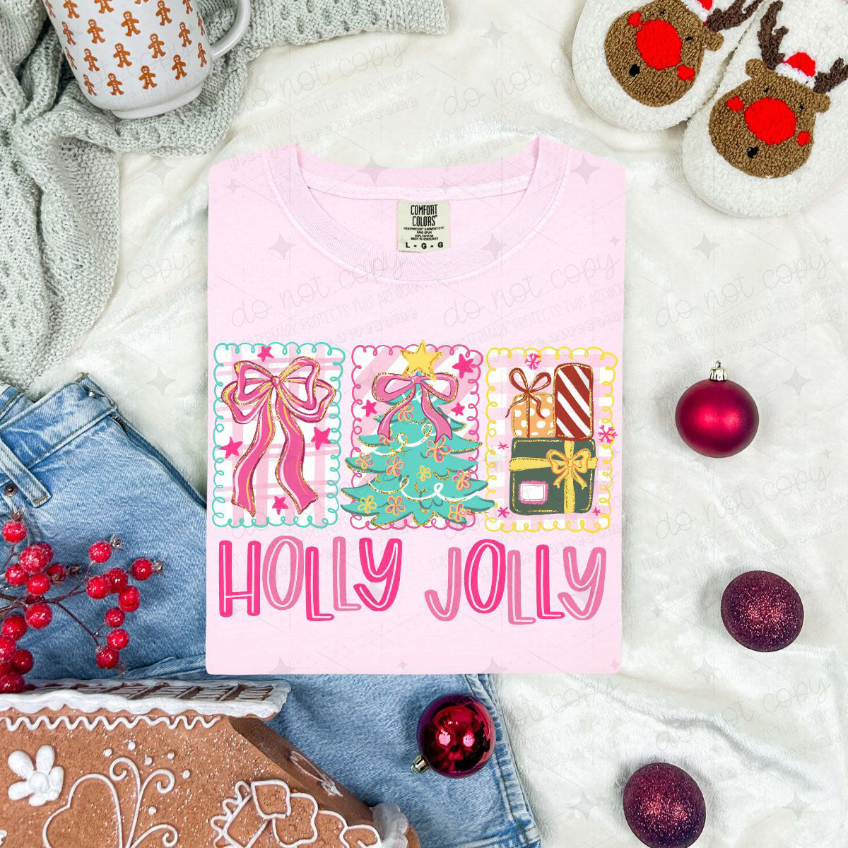 COQUETTE HOLLY JOLLY WITH CHRISTMAS FRAMES - DTF TRANSFER