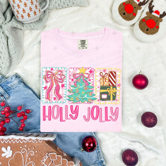COQUETTE HOLLY JOLLY WITH CHRISTMAS FRAMES - DTF TRANSFER