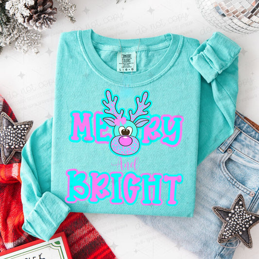 COQUETTE MERRY AND BRIGHT WITH REINDEER - DTF TRANSFER