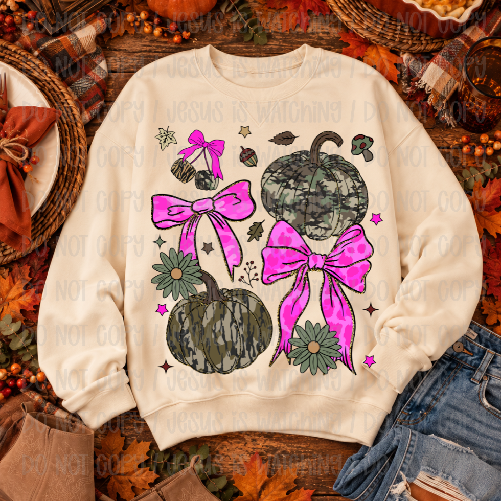 CAMO AND PINK PUMPKIN - DTF TRANSFER
