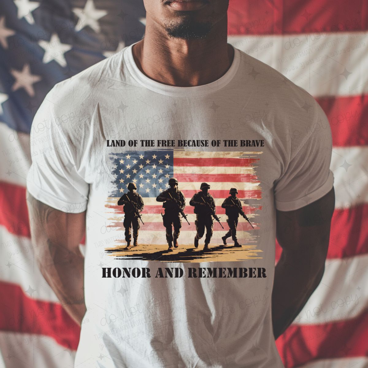 LAND OF THE FREE BECAUSE OF THE BRAVE - COMPLETED TEE