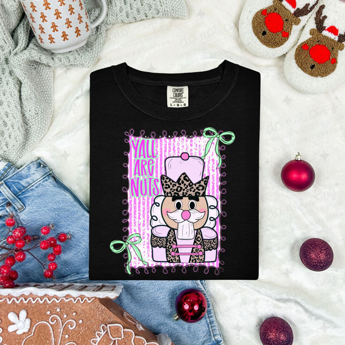 COQUETTE Y'ALL ARE NUTS - PINK AND ANIMAL PRINT NUTCRACKER - DTF TRANSFER