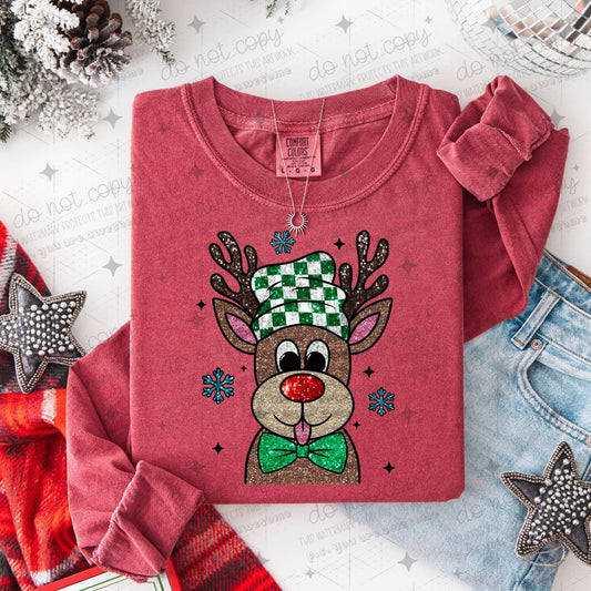 REINDEER - FAUX GLITTER - DTF TRANSFER